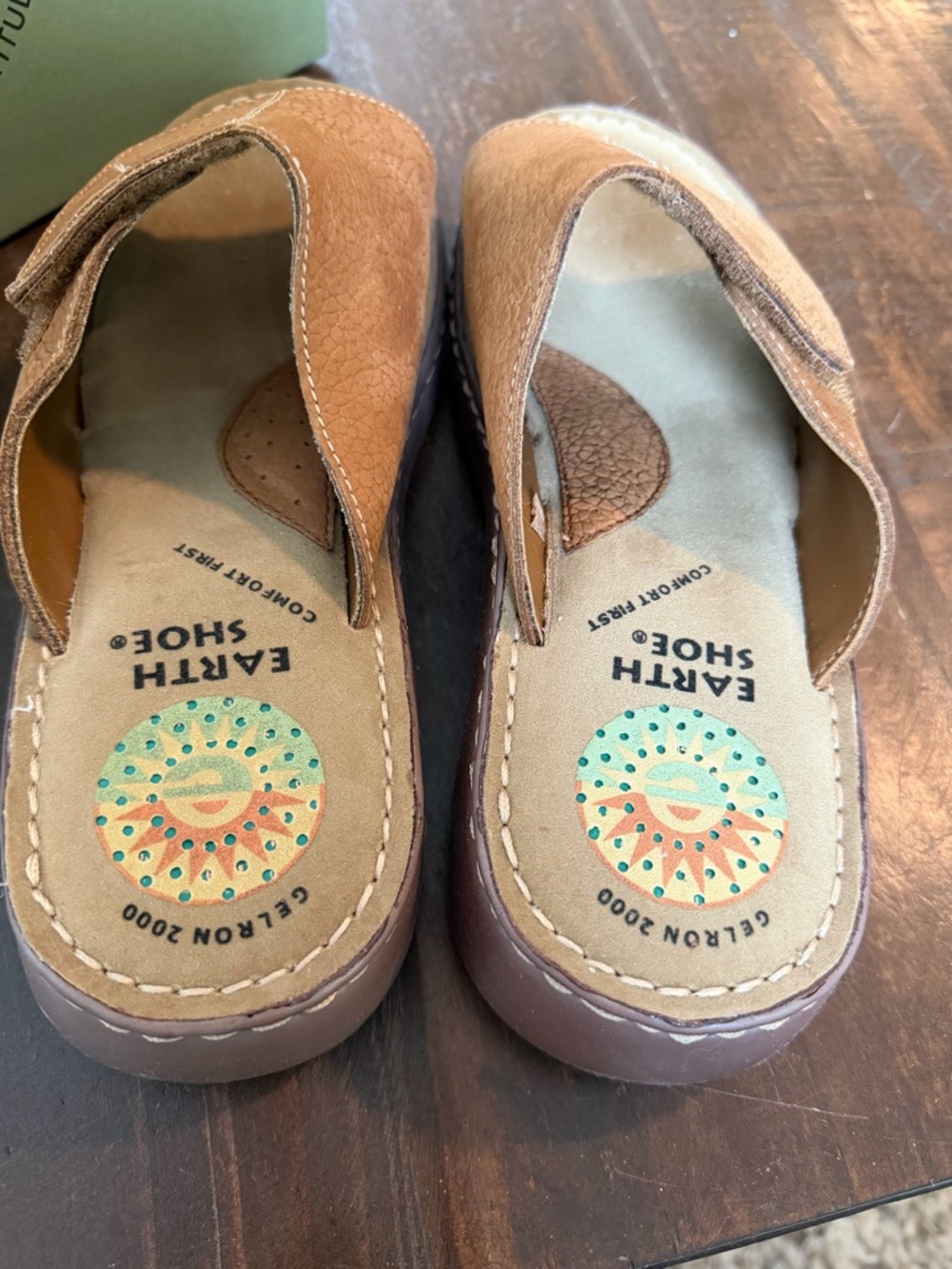 Earth Shoe Pecan Brown Leather Slide Sandals - 9.5W - Picture 4 of 11